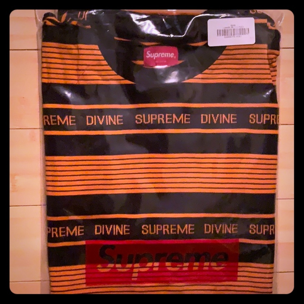 Supreme L/S Tee Supreme Divine Orange/Black Stripe